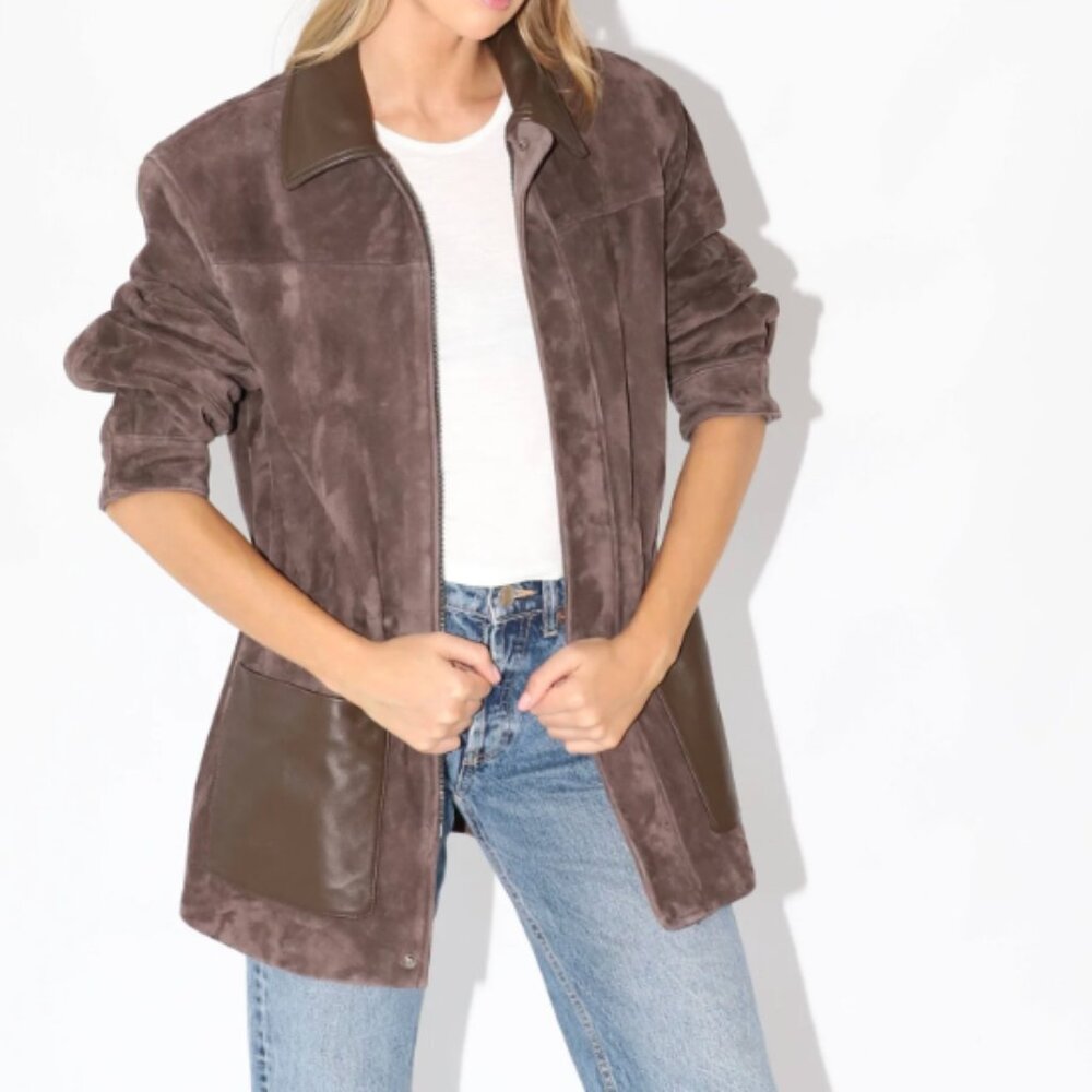 L.Cuppini Martha Suede Barn Jacket Brown